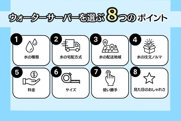 ウォーターサーバーの選び方のポイント8つ